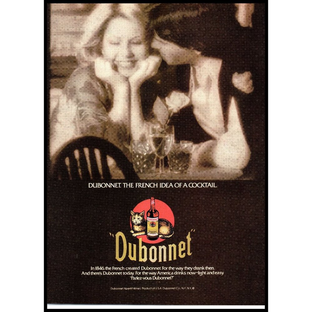 1978 Dubonnet Cocktail Vintage Print Ad Man Woman Date Formal Suit Wall Art